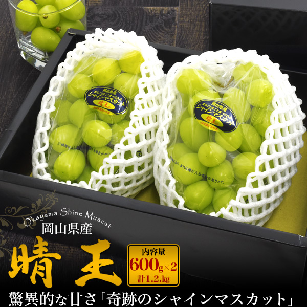 送料無料<br>贈答用　岡山県産シャインマスカット「晴王」 600g×2　(計1.2kg)