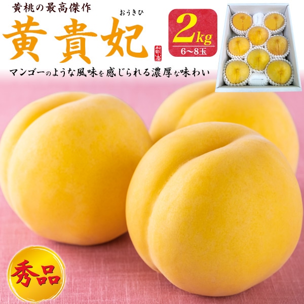 送料無料<br>和歌山県産　黄貴妃　秀品 約2kg（6～8玉入り)