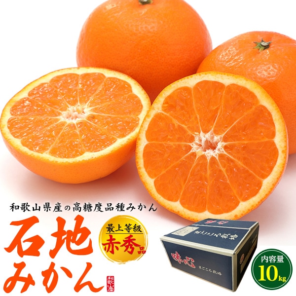 送料無料<br>和歌山県産の高糖度品種「石地みかん」 最上等級 赤秀品 約10kg