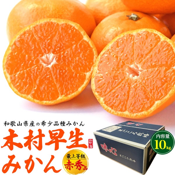 送料無料<br>和歌山県産木村早生みかん 　 最上等級 赤秀品 約10kg