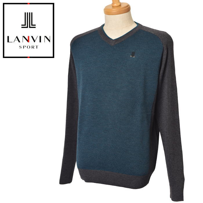 LANVIN SPORT ラグランスリーブ セーター ランバン スポール ゴルフ LANVIN SPORT 2024秋冬新作 メンズ Vネック