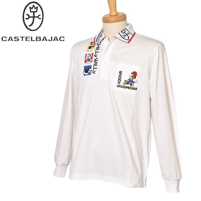 美品　カステルバジャック　サイズ50 ポロシャツ　総柄　ウッドペッカー 20％OFFセール！ カステルバジャック スポーツ ゴルフ CASTELBAJAC