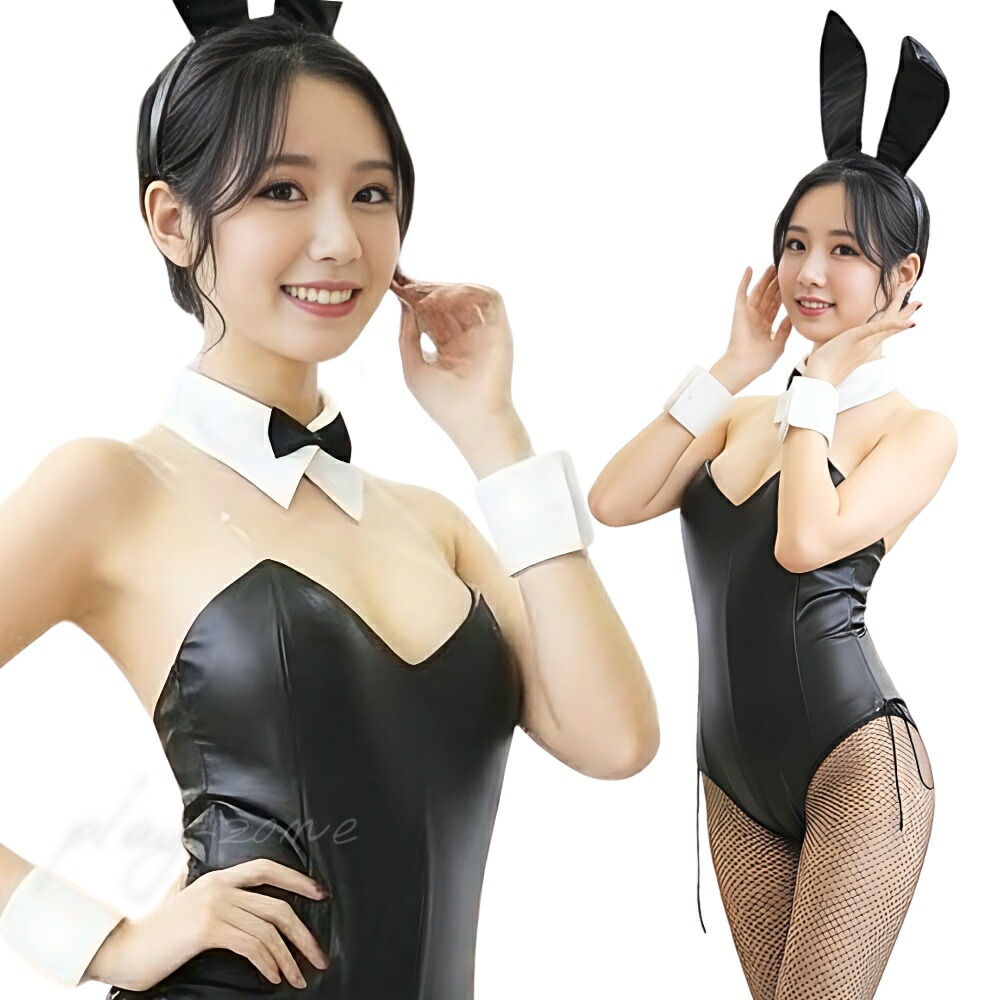 バニーガール コスプレ セクシー コスチューム 穴あき セクシーコスプレ ボンデージ オープンクロッチ レオタード ハイレグ フェイクレザー 大きいサイズ バニー うさぎ メイド服 コスプレ衣装 ランジェリー セット 女性 大人 衣装 ウェイトレス 仮装 黒 D137B
