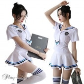 セーラー服 仮装 コスプレ セクシー コスチューム 学生服 コスプレ 女学生 制服 jk 仮装 レースクイーン 青 ブルー スクール ソックス D129|学生服 / 体操服|セクシーコスチューム