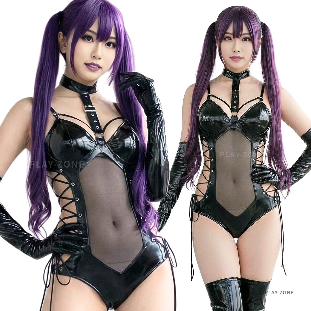 ボンテージ コスプレ セクシー コスチューム オープンクロッチ レオタード パイレーツ コスプレ衣装 ポリス 仮装 コスチューム セクシー コスプレ 囚人 コスプレ 衣装 レオタード エナメル ボディスーツ フェイク レザー レオタード 編上げ ブラック B062
