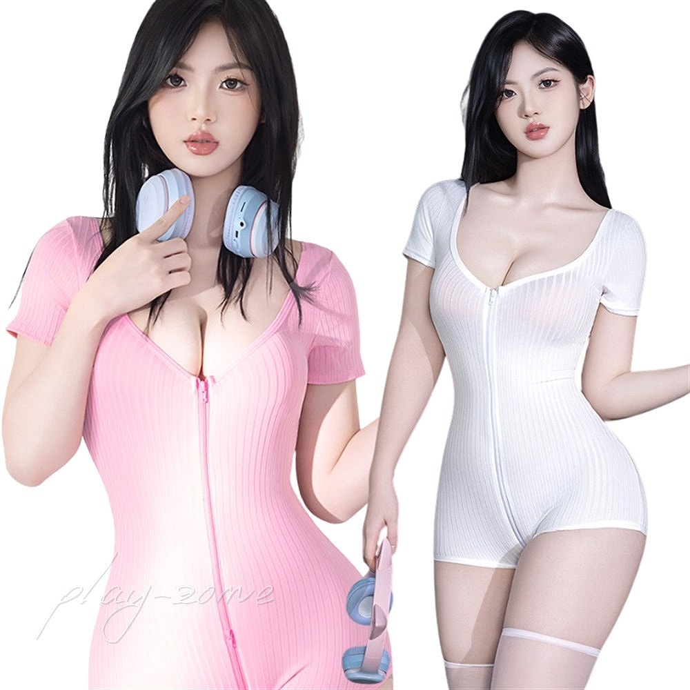 体操服 コスプレ セクシー セクシー コスチューム 穴なき ボディスーツ オープンクロッチ ロンパース ランジェリー セクシー 下着 体操着 コスプレ衣装 レオタード  ストライプ 全2色 B024 プレイゾーン公式