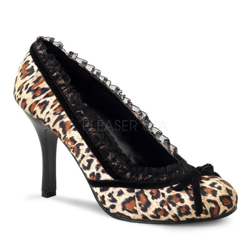 Funtasma DAINTY-420 3 1/2inch Heel, Cheetah Satin Pleated Pump������