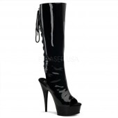 Pleaser DELIGHT-2018 6inch Heel, 1 3/4inch PF Open Toe/Heel Knee Boot