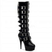 Pleaser DELIGHT-2049 6inch Heel, 1 3/4inch PF Buckled Knee BT, Side Zip