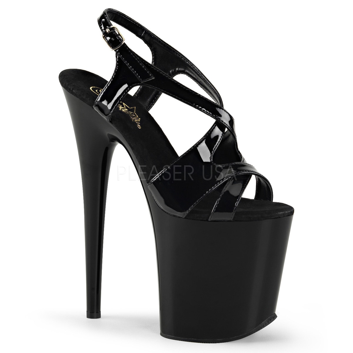 未使用　Pleaser フラミンゴ　ハイヒール厚底サンダル　ブラック　ブルー 未使用 Pleaser フラミンゴ ハイヒール厚底サンダル ブラック
