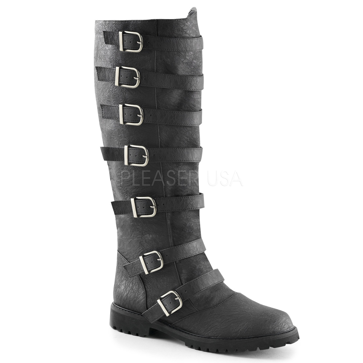 FUNTASMA (Pleaser) #Men's メンズ マルチストラップニーハイブーツ／ローヒール GOTHAM-110 黒◆取り寄せ FUNTASMA (Pleaser) #Men's メンズ マルチストラップニーハイブーツ