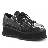 Demonia GRAVEDIGGER-04 2 3/4inch Platform Lace-Up Shoe W/ Metal Toe Cap #Men's/Unisex������