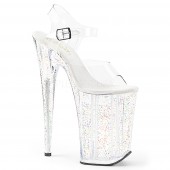 Pleaser INFINITY-908MG 9inch Heel, 5 1/4inch PF Ankle Strap Sandal w/Mini Glitter