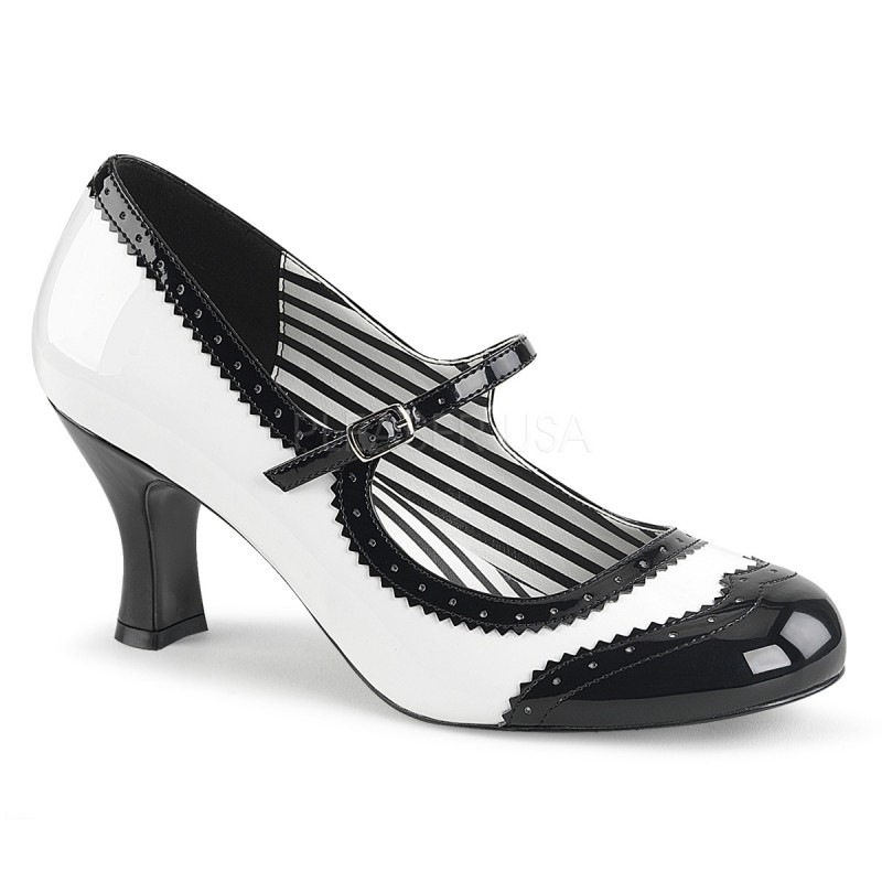PLEASER JENNA-06 ���ȥ�åץѥ�ץ� �礭�������� �ۥ磻�ȡ��֥�å� ��7.5cm�ҡ��� ���ڥ��ƥ��������塼�� �����ץ� PINK LABEL������