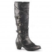 Funtasma MAIDEN-8820 2 1/2inch Block Heel Knee High Boot W/ Buckle Strap, Side Zip