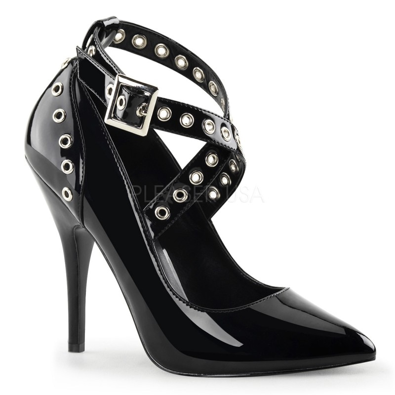 Pleaser SEDUCE-443 5inch Crisscross Pump W/ Eyelet-Hole Punch������