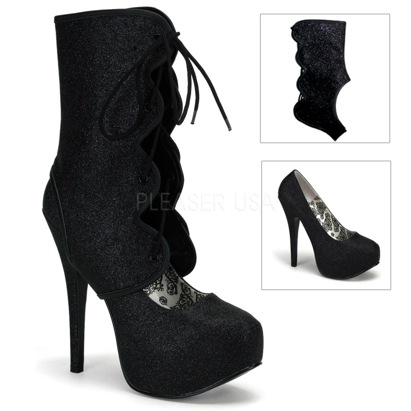 Bordello TEEZE-31G 5 3/4inch Glitter Concealed Platform Pump W/Shaft������