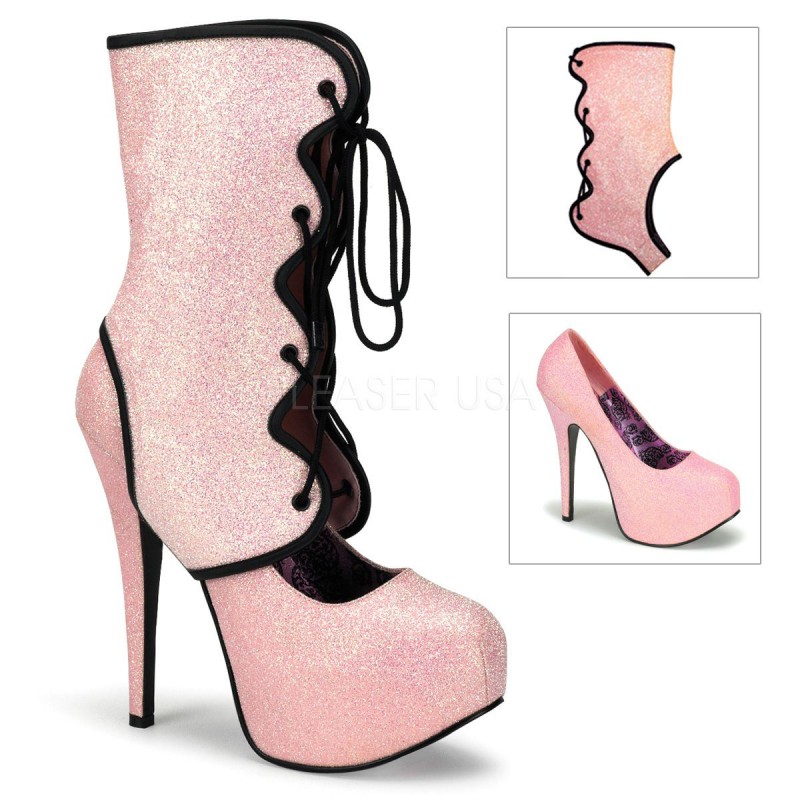 Bordello TEEZE-31G 5 3/4inch Glitter Concealed Platform Pump W/Shaft������