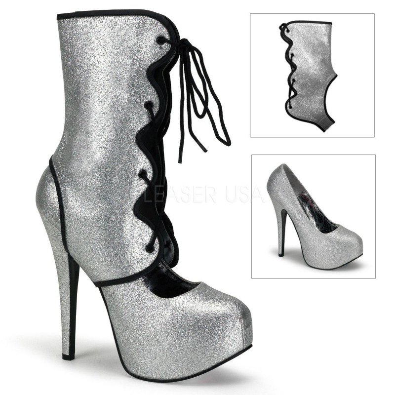 Bordello TEEZE-31G 5 3/4inch Glitter Concealed Platform Pump W/Shaft������