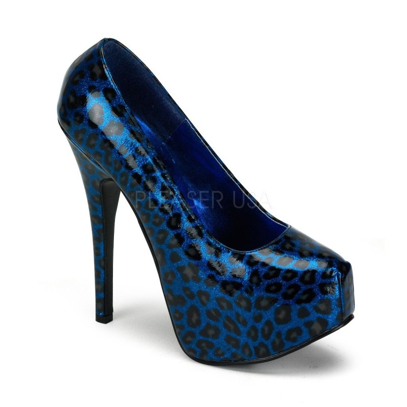 Bordello TEEZE-37 5 3/4inch Heel Cheetah Glitter Pat W/Concealed PF������
