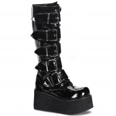 Demonia TRASHVILLE-518 3 1/4inch PF Goth Punk Pat Knee BT 5 Buckled W/ Zipper #Men's/UNISEX 