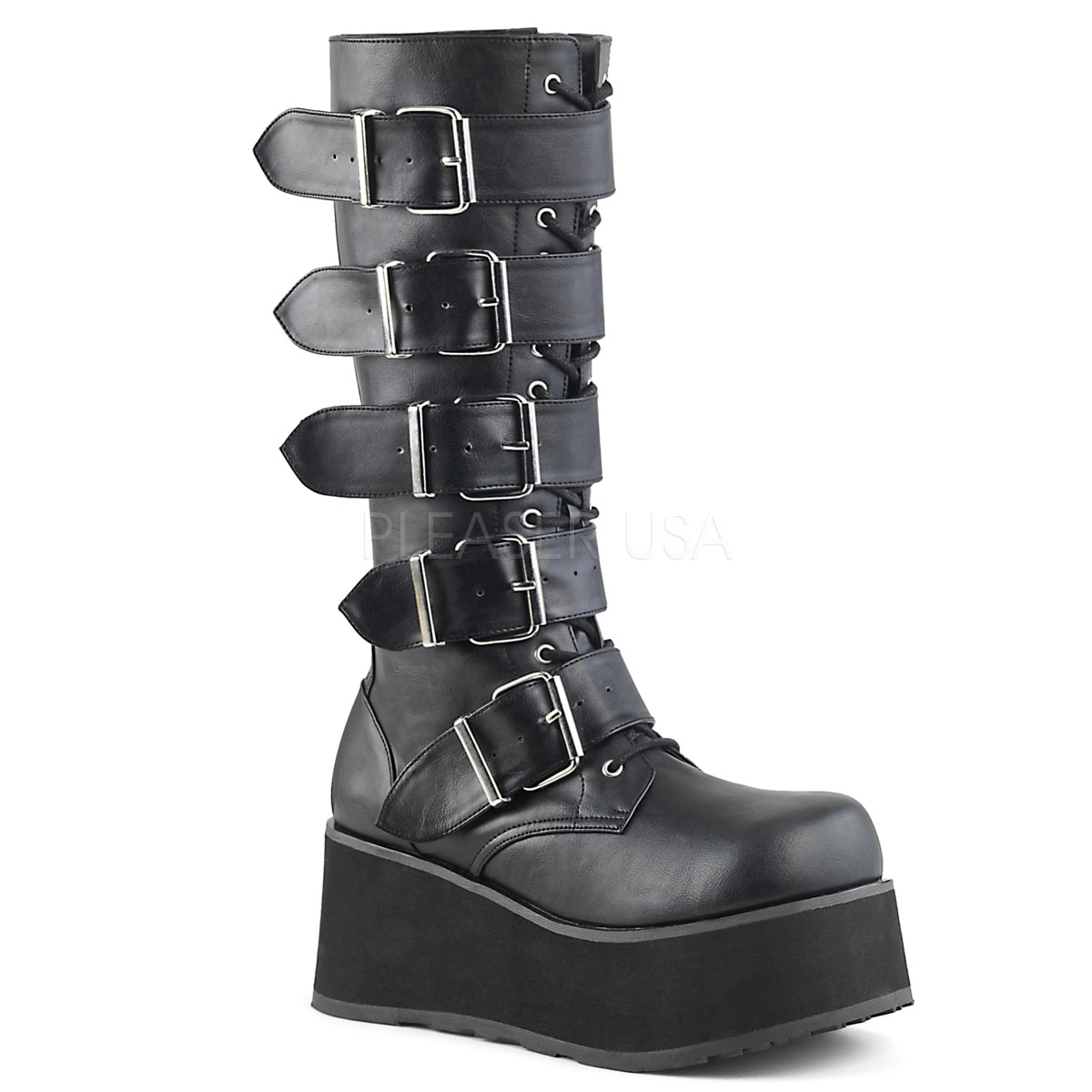 Demonia TRASHVILLE-518 3 1/4inch PF Goth Punk Pat Knee BT 5 Buckled W/ Zipper #Men's/UNISEX ◆取り寄せ Demonia TRASHVILLE-518 3 1/4inch PF Goth Punk Knee BT 5 Buckled W