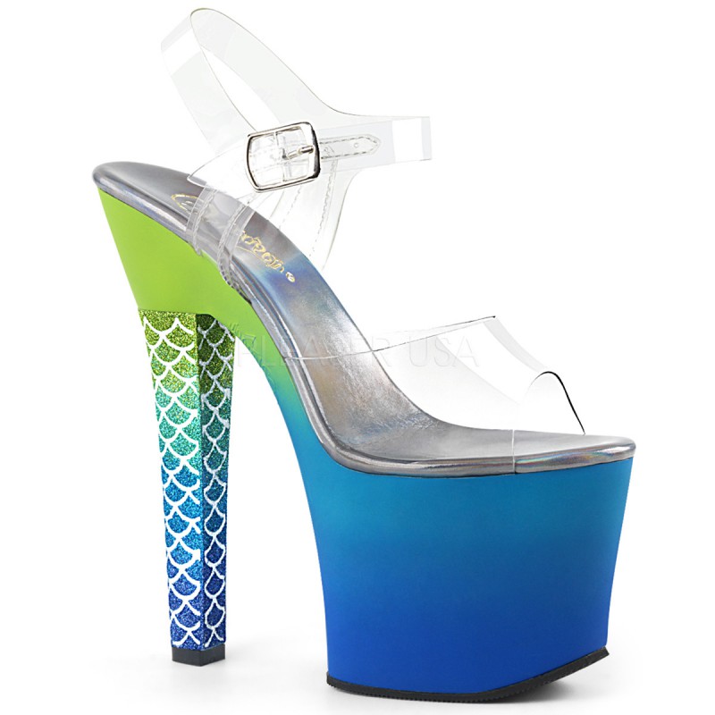 Pleaser(�ץ꡼����) ARIEL-708OMBRE ����ǡ��������쥵����� �ޡ��ᥤ�ɥ�������ҡ��� ���ꥢ�����꡼�󡿥֥롼 ��18cm�ҡ��롿8cm�ץ�åȥե����ࢡ����