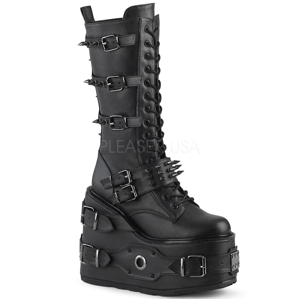 Demonia(デモニア) SWING-327 ミッドカーフブーツ ミドルブーツ 5 1/2inch PF Lace-Up Mid-Calf Boot, Side Zip◆取り寄せ Demonia(デモニア) SWING-327 ミッドカーフブーツ ミドルブーツ 5 1
