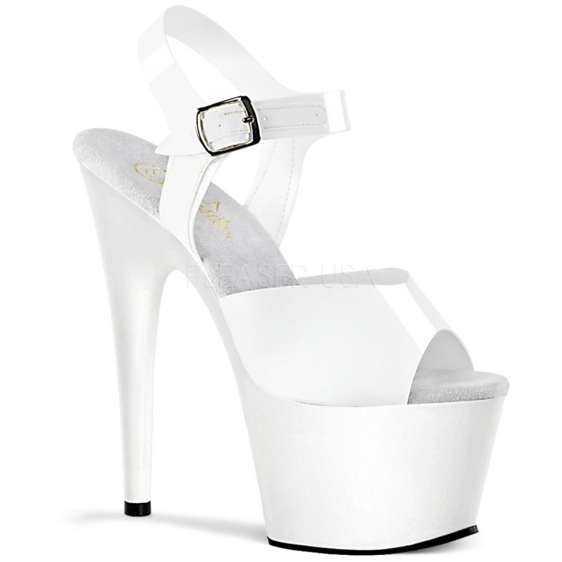 Pleaser(�ץ꡼����) ADORE-708N ���󥯥륹�ȥ�åץ������ ���쥵����� �� �ۥ磻��TPU 7inch Heel, 2 3/4inch PF������