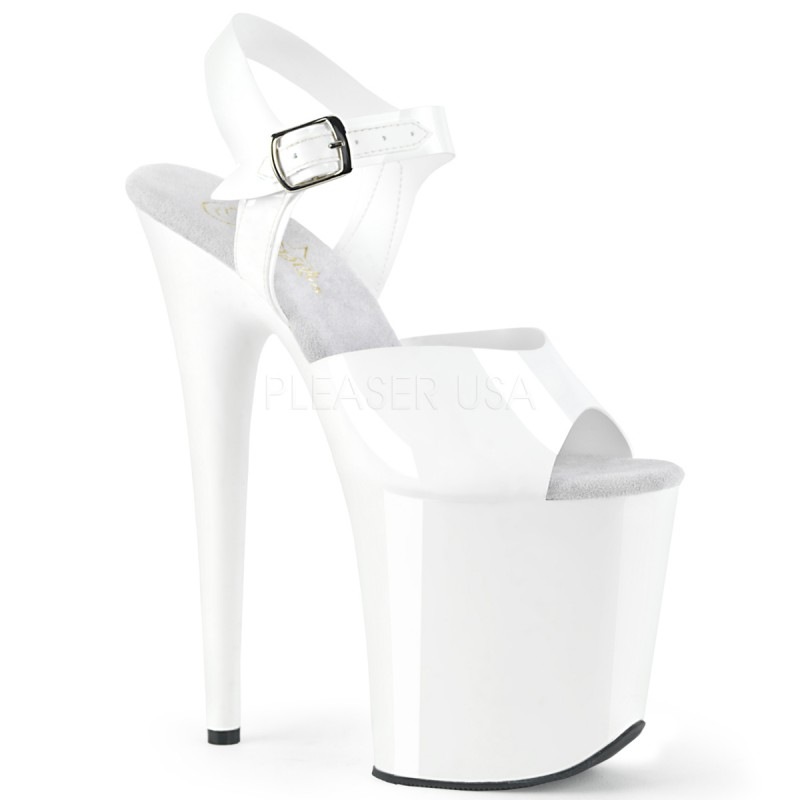 Pleaser(�ץ꡼����) FLAMINGO-808N �ե�ߥ� ���󥯥륹�ȥ�å׸��쥵����� �ۥ磻��TPU 20cm�ҡ��� 8inch Heel, 4inch PF������