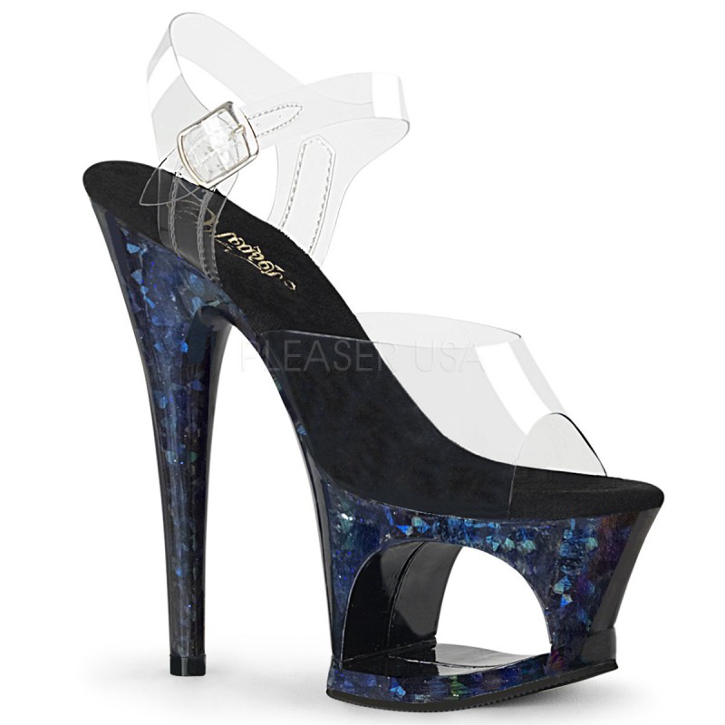 Pleaser(�ץ꡼����) MOON-708HSP ���åȥ����ȥץ�åȥե����� ���󥯥륹�ȥ�åץ������ ���ꥢ���ߥåɥʥ��ȥ֥롼�ۥ������ 7inch Heel, 2 3/4inch������