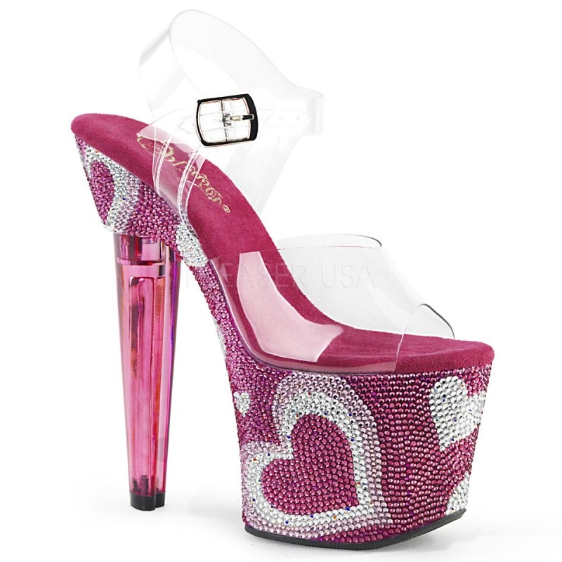 Pleaser(�ץ꡼����) LOVESICK-708HEART �ϡ����� �饤�󥹥ȡ�����쥵����� ���ꥢ���ۥåȥԥ󥯡��ۥ磻�� 7inch Heel, 3 1/4inch PF������