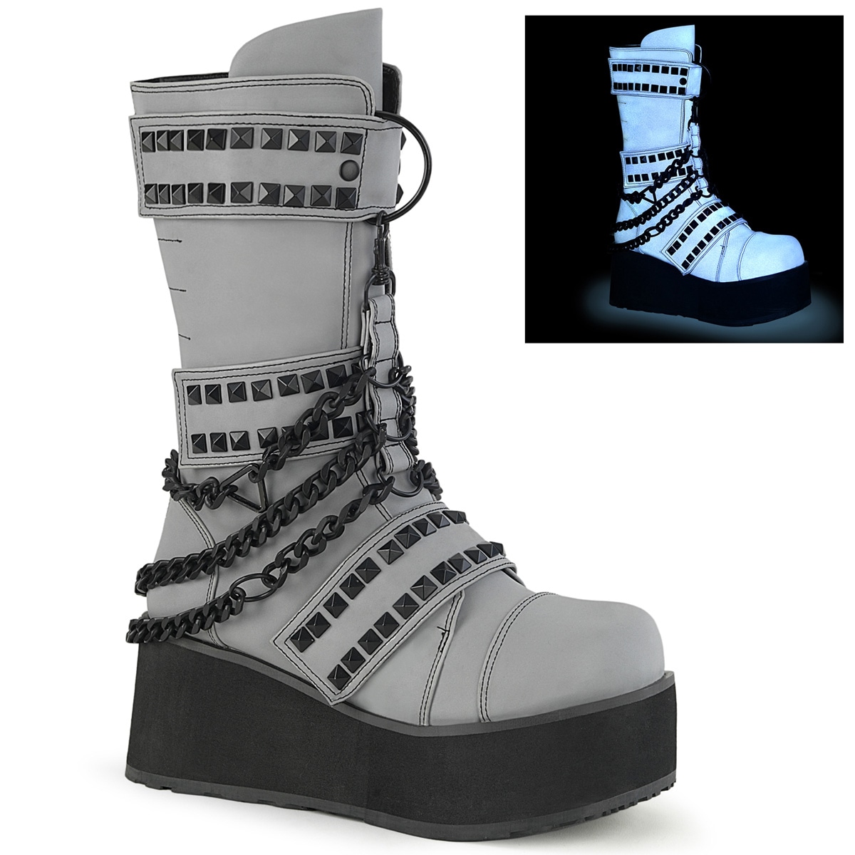 Demonia Trashville 138 grey Demonia Trashville-138 Black Vegan Leather Platform... | Depop main image 4