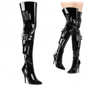 【美品】Pleaser サイハイブーツ つや消し黒 約12.7cmヒール Pleaser SEDUCE-3028 サイハイブーツ プリーザー SM女王様ブーツ