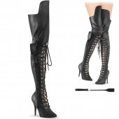 【美品】Pleaser サイハイブーツ つや消し黒 約12.7cmヒール ブーツ,サイハイブーツ,5インチ(約12.7cm)台 | PLEASER専門店
