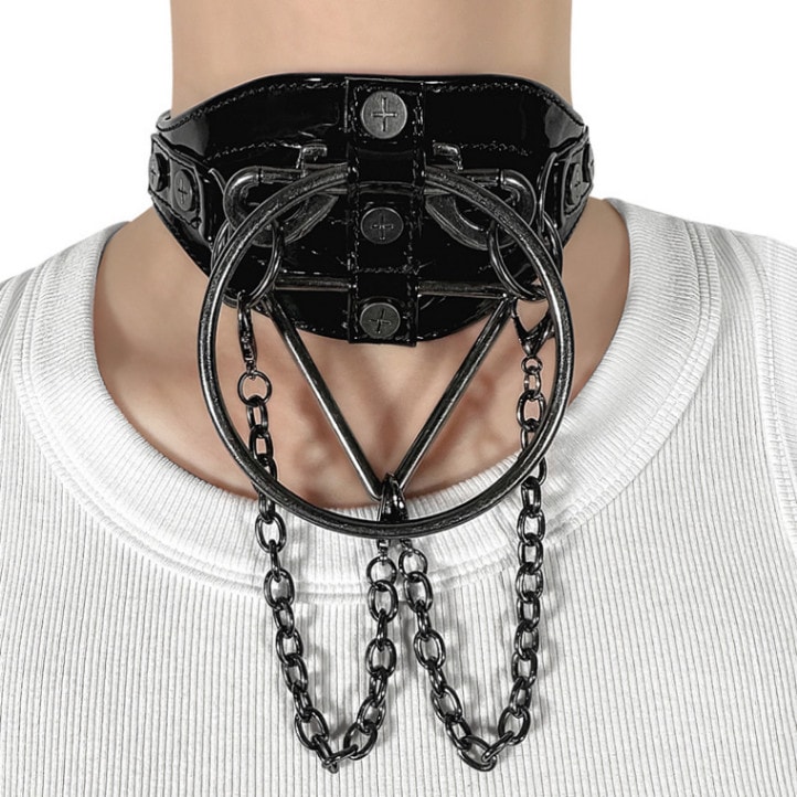 Demonia DA-205 Patent Faux Leather Choker