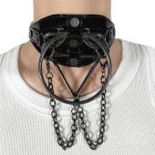 Demonia DA-205 Patent Faux Leather Choker������