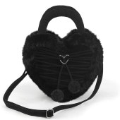 Demonia HB-631 Faux Suede & Fur Heart Shaped Convertible 20x24x8 cm Purse������