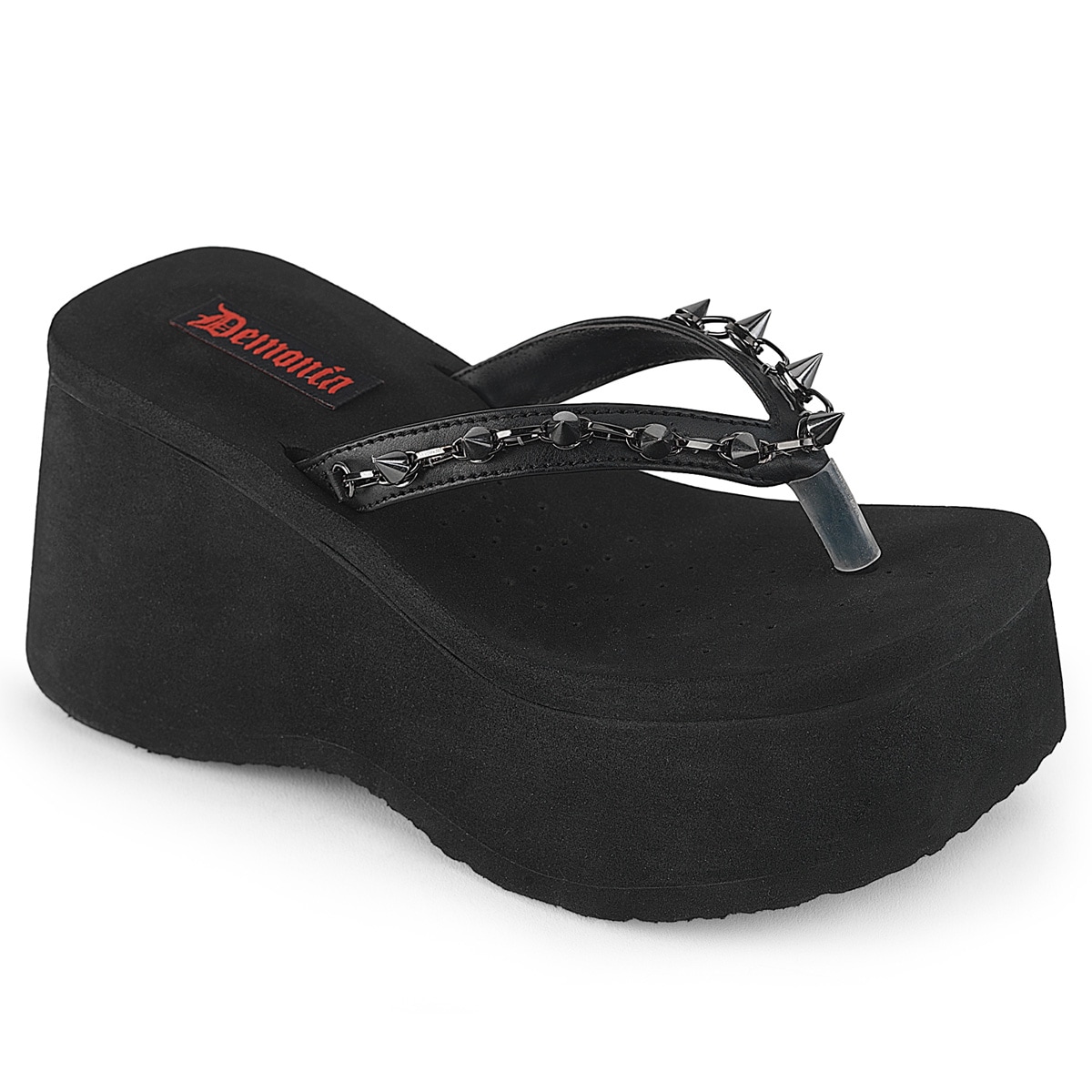 国内未入荷 DEMONIA ブラック ブーツ チェーン パンク ボーン 取り寄せ]SHAKER-374 / 厚底ニーハイブーツ【DEMONIA】 | Spider