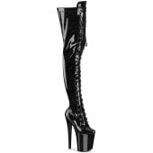 Pleaser FLAMINGO-3020GP 8inch Heel, 4inch PF Lace-Up Stretch Thigh Boot, Side Zip