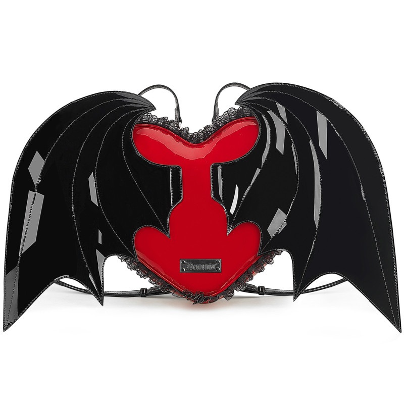 Demonia(�ǥ�˥�) HB-214 ���ʥ���Ǻ� �ϡ��ȡܥ��������� �Хå��ѥå� Patent Heart w/ Batwing Backpack 34x23x8 cm������