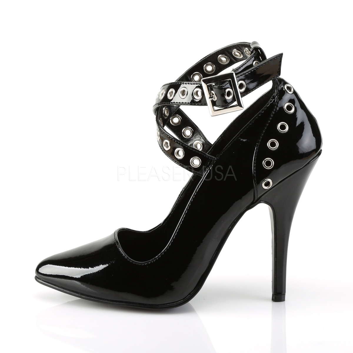 Pleaser SEDUCE-443 5inch Crisscross Pump W/ Eyelet-Hole Punch������