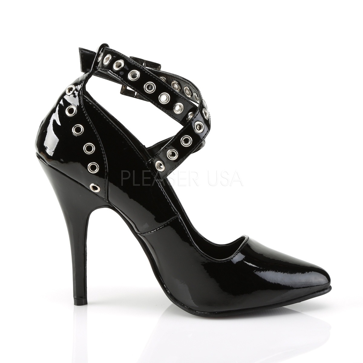 Pleaser SEDUCE-443 5inch Crisscross Pump W/ Eyelet-Hole Punch������