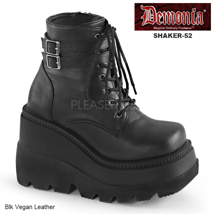 DEMONIA デモニア 厚底ブラックレースアップブーツ Pleaser demonia デモニア 厚底 ショートブーツ ブーティ