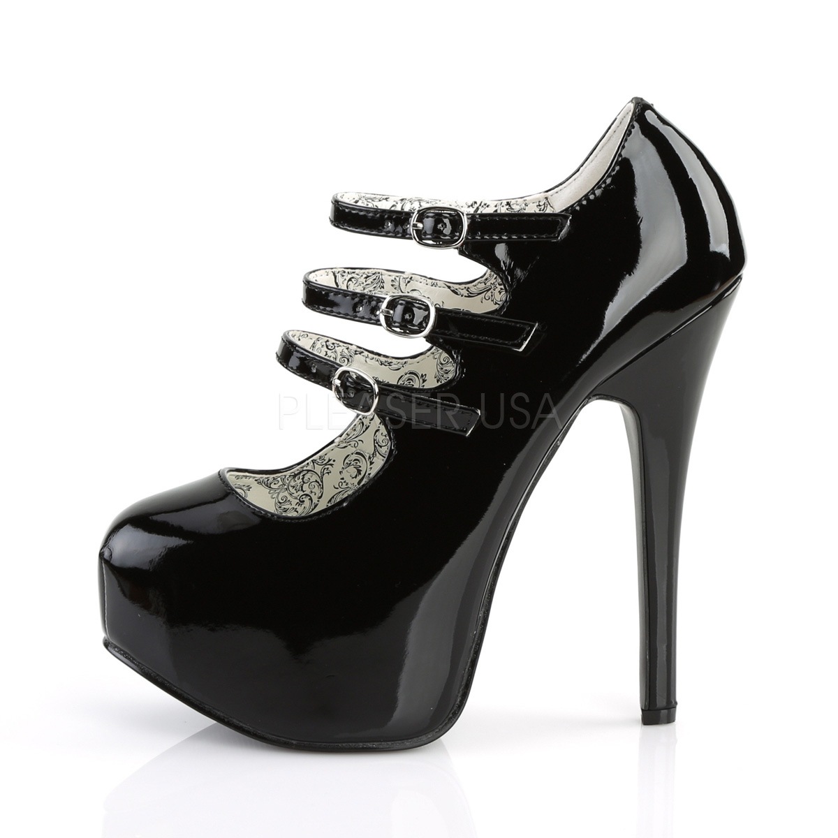 Bordello TEEZE-05 5 3/4inch Heel 3 Buckle Strapped Concealed Platform������