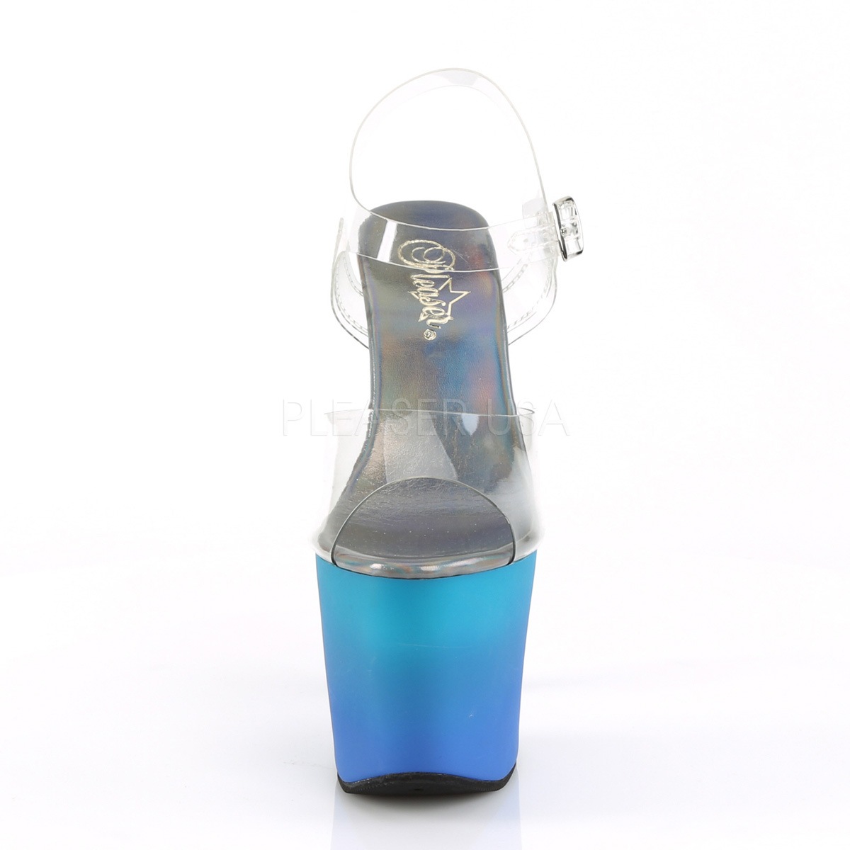 Pleaser(�ץ꡼����) ARIEL-708OMBRE ����ǡ��������쥵����� �ޡ��ᥤ�ɥ�������ҡ��� ���ꥢ�����꡼�󡿥֥롼 ��18cm�ҡ��롿8cm�ץ�åȥե����ࢡ����