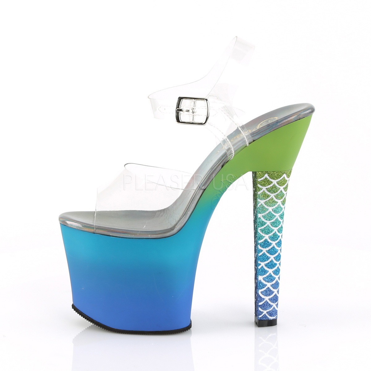 Pleaser(�ץ꡼����) ARIEL-708OMBRE ����ǡ��������쥵����� �ޡ��ᥤ�ɥ�������ҡ��� ���ꥢ�����꡼�󡿥֥롼 ��18cm�ҡ��롿8cm�ץ�åȥե����ࢡ����