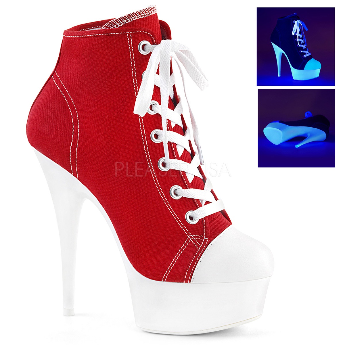 Pleaser(ץ꡼) DELIGHT-600SK-02 ˡ֡ ֥Хͥۥ磻 UVָ ɥå 6inch Heel, 1 3/4inch PF