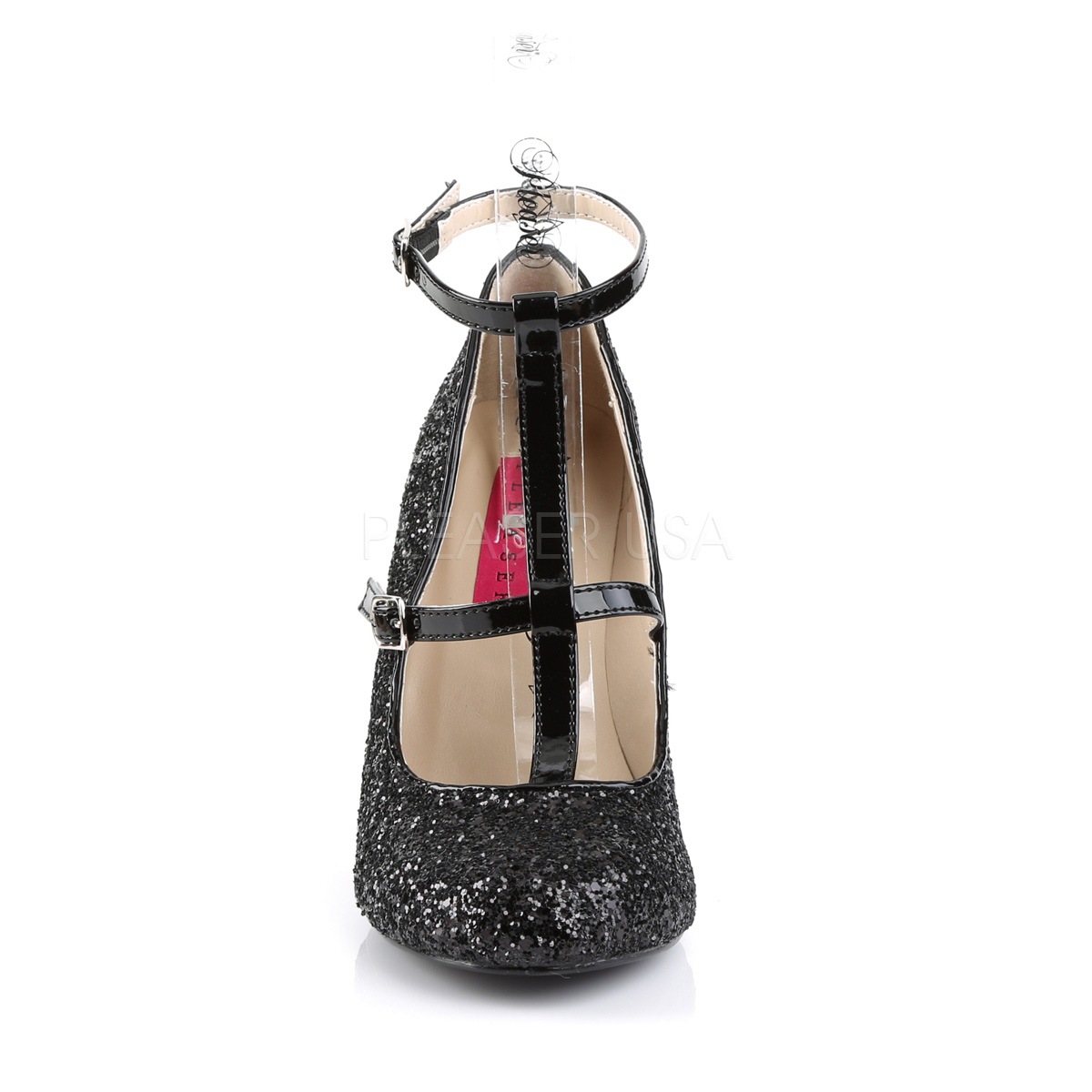 Pleaser Pink Label QUEEN-01 4inch Heel, Round Toe Pump W/ Glitter������