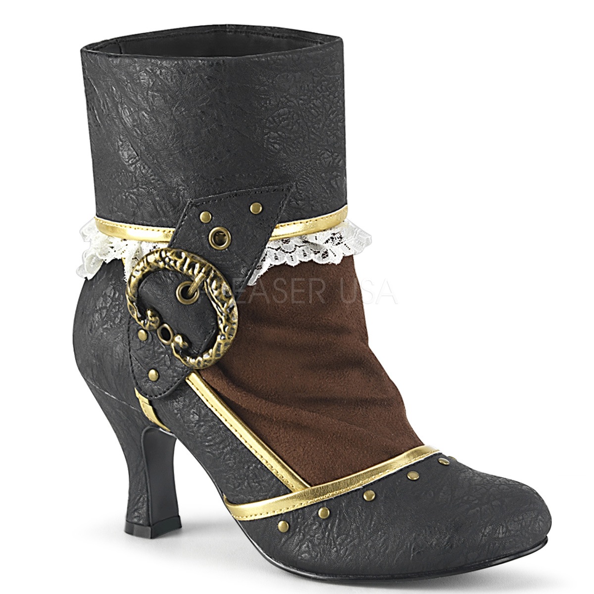 Funtasma MATEY-115 3inch Heel Round Toe Cuffed Ankle Bootie, 2/3 Side Zip������